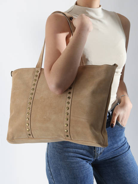 Shoulder Bag Velvet Leather Milano Beige velvet VE24113 other view 1