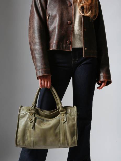 Sac Porté Main Cow Cuir Basilic pepper Vert cow BCOW22 vue secondaire 1