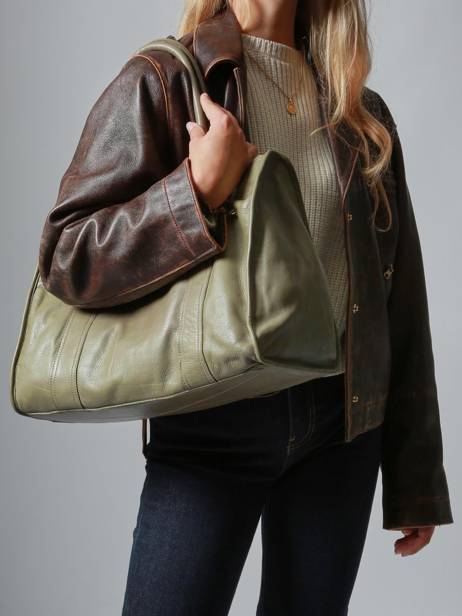 Sac Shopping A4 Cow Cuir Basilic pepper Vert cow BCOW31 vue secondaire 1