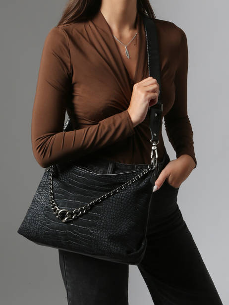 Sac Bandoulière Vintage Cuir Mila louise Noir vintage 3822KRC vue secondaire 1