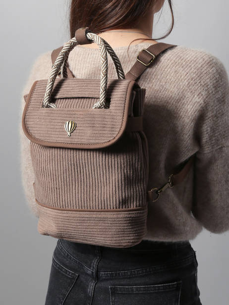 Sac à Dos Le voyage en panier Marron velours AHP241 vue secondaire 1