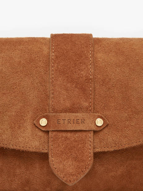 Sac Bandoulière M Agnes Cuir Velours Etrier Marron agnes EAGV205M vue secondaire 3