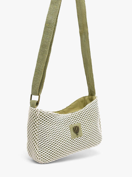 Sac Bandoulière Resille Coton Le voyage en panier Vert resille PM942 vue secondaire 1