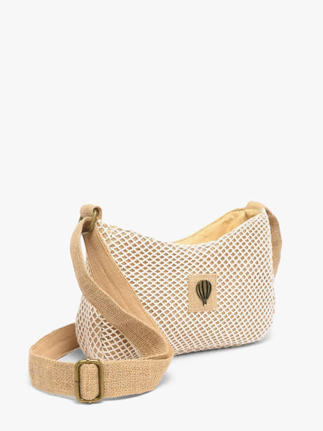 Sac Bandoulière Resille Coton Le voyage en panier Beige resille PM942 vue secondaire 2
