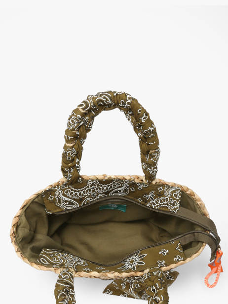 Sac Porté Main Bandana Paille Le voyage en panier Vert bandana PM968 vue secondaire 2