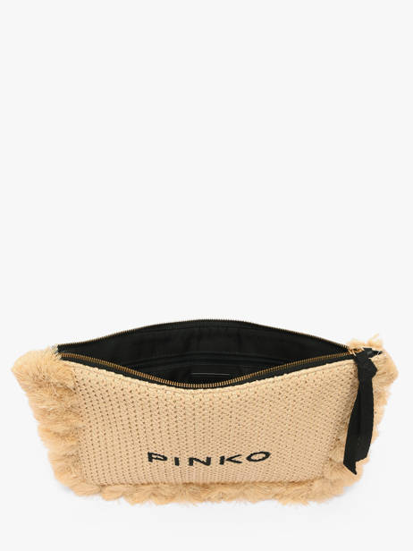 Sac De Soirée Logo Raphia Pinko Beige logo shopper 6718A39Y vue secondaire 4