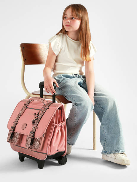 Cartable à Roulettes 3 Compartiments Vintage Fantasy Cameleon Rose vintage fantasy CR41 vue secondaire 1
