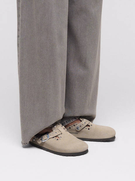 Mules Boston Rivet En Cuir Birkenstock Beige women 1030418